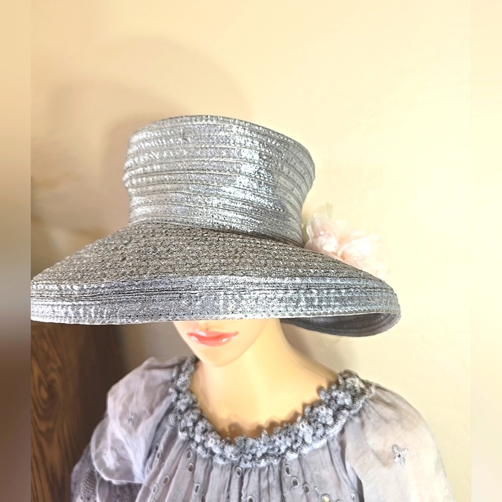 Eric Javits Ladies Silver Derby Floral Hat
